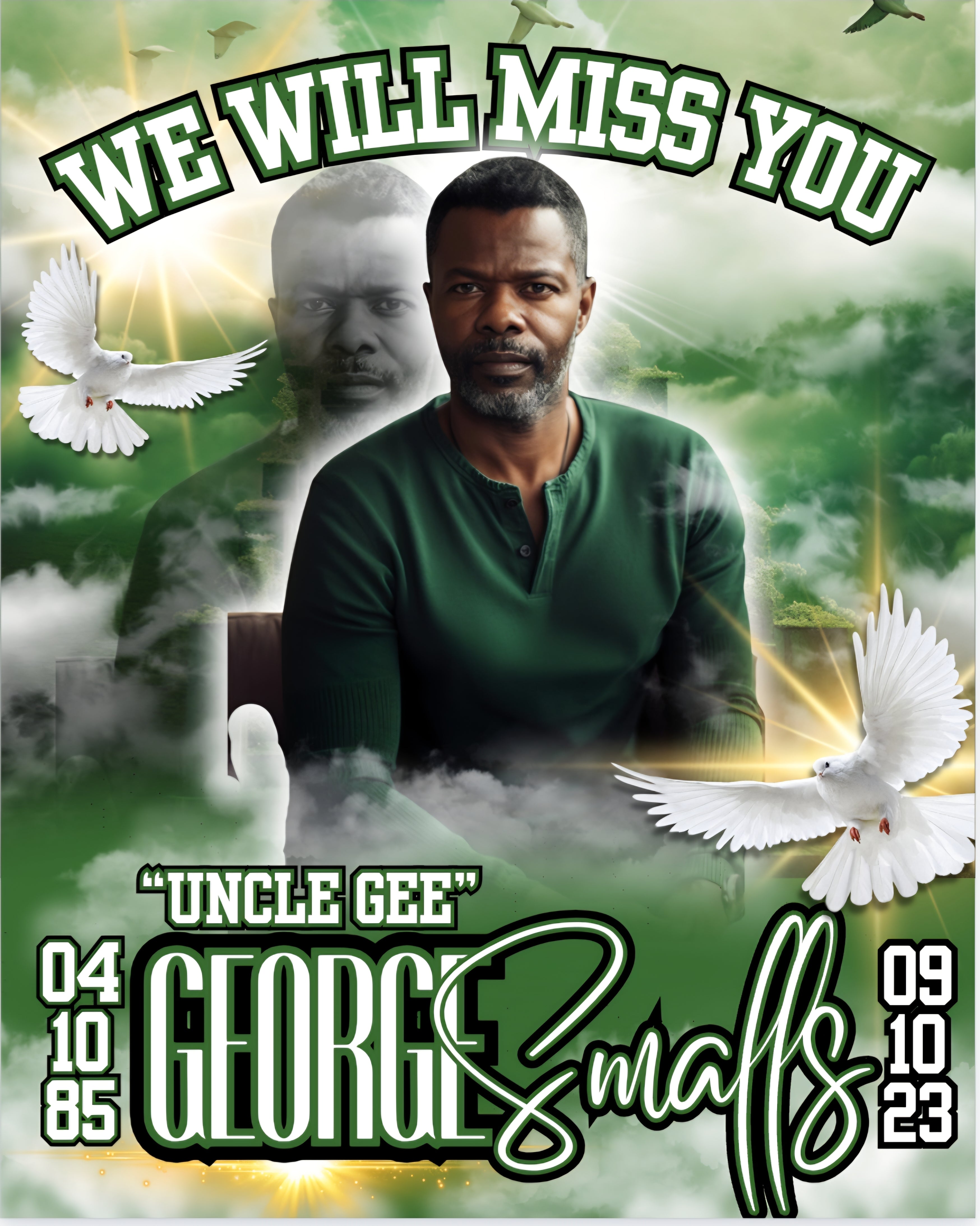Single Green Memorial Editable