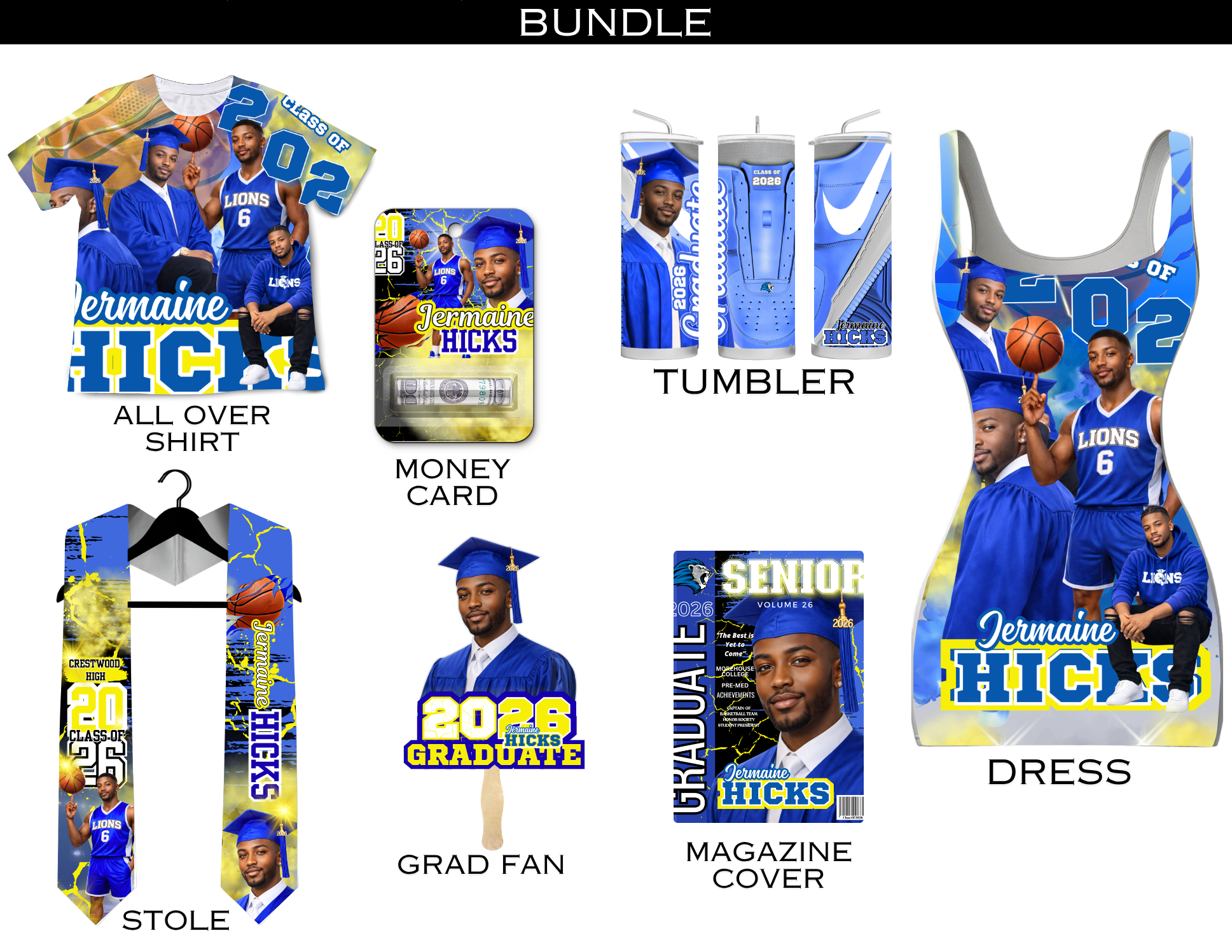 7 Piece Editable Designs Bundle (Blue)