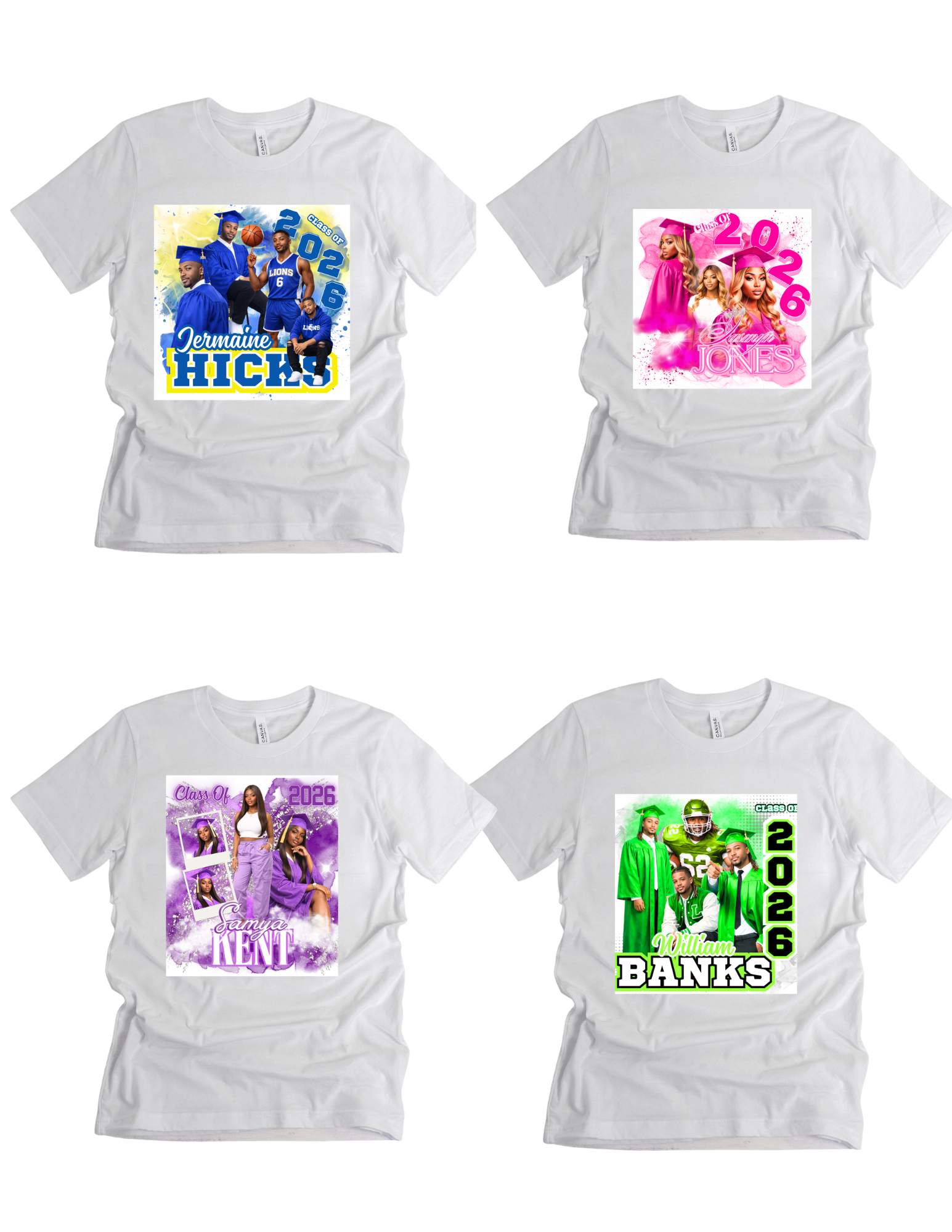4 Editable Grad T-shirt Designs